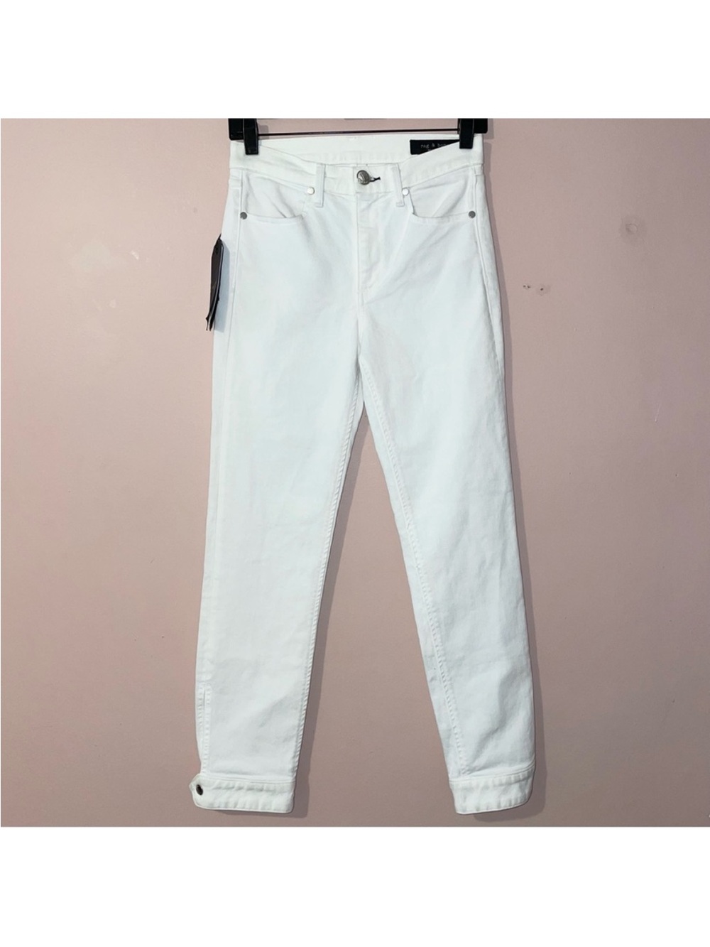 Rag & Bone White Denim Skinny Ankle Button Cuff Jeans Size 25 NWT!
